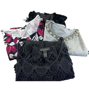 INC Roz & Ali Moa Moa Forever 21 Womens Top Lot Large Gray Black Floral Chic